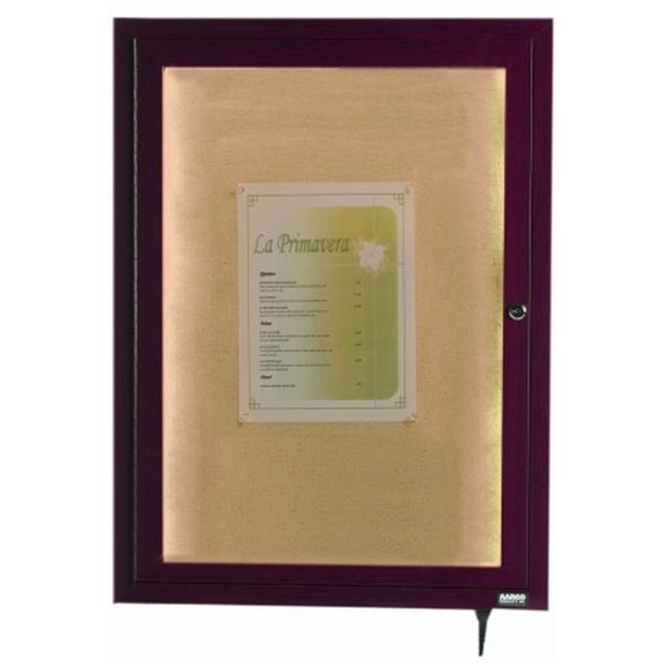 Aarco Aarco Products  Inc. LWL2418C Indoor/Outdoor LED Lighted Display Case with Cherry Wood-Look Finish. Posting Surface is Neutral Burlap Weave Vinyl. 24 in.Hx18 in.W. One Door. LWL2418C